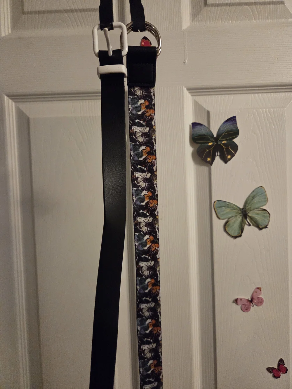 Set of 2 nwt kids belts size large L one butterflies one black w white details